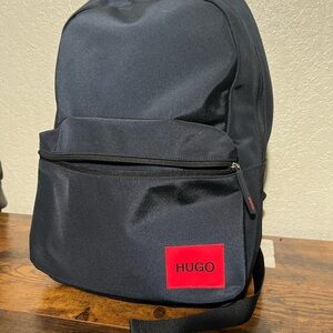 HUGO Charcoal Backpack with Red Accent